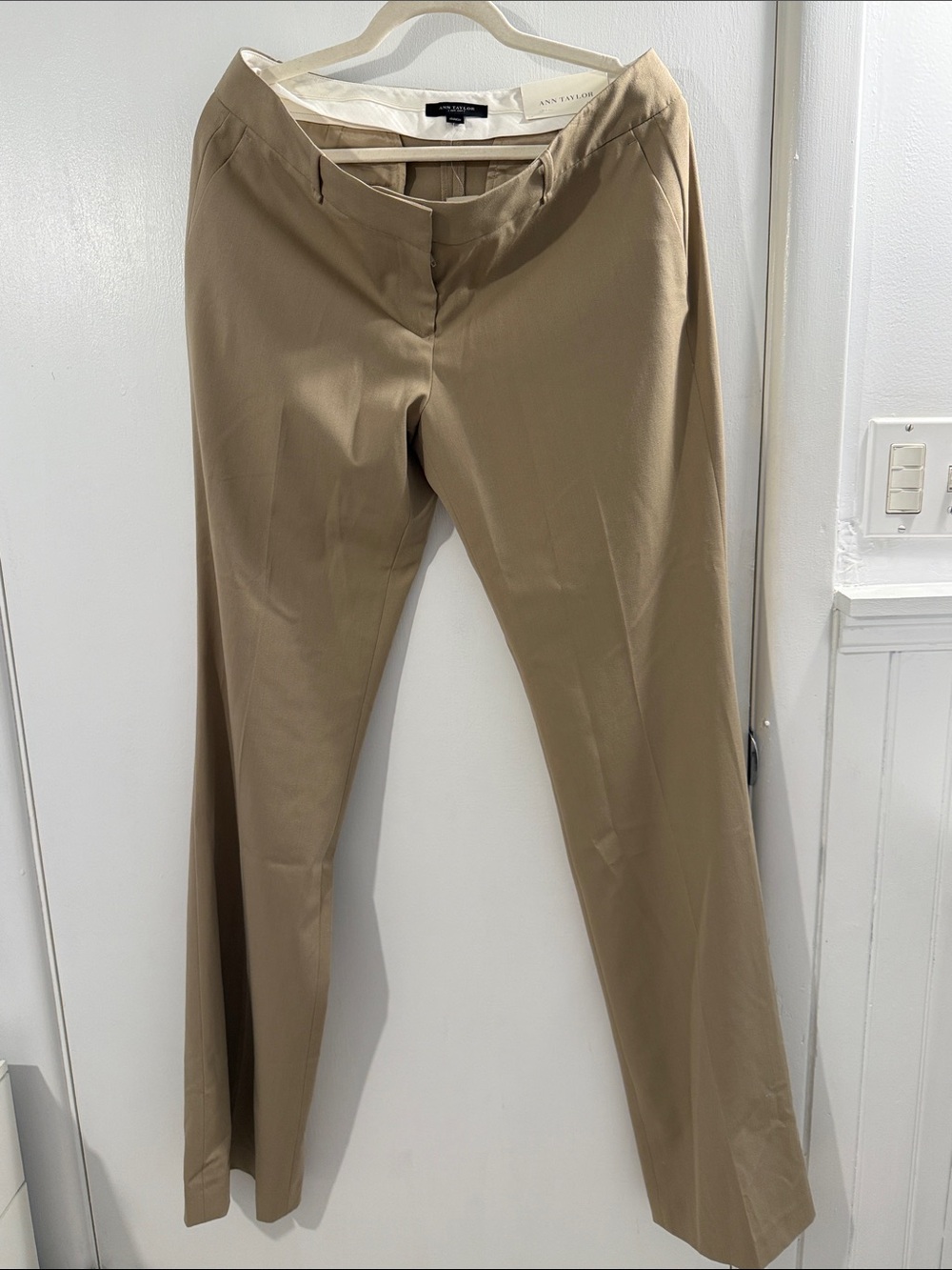 Ann Taylor Tan Straight-Leg Trousers
